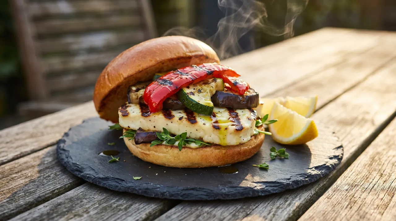Halloumi Burger van de BBQ
